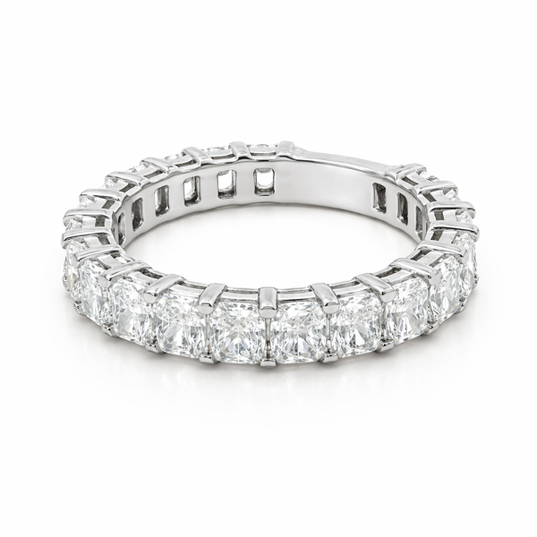 14K White Gold Cushion Cut Diamond Wedding Band (4.40 ct) - LA DIAMOND