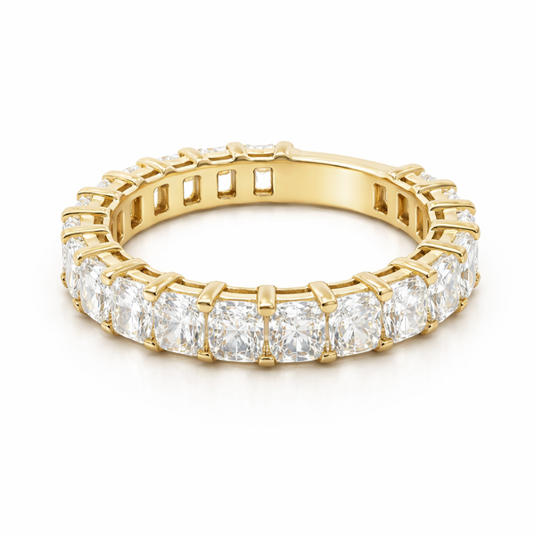 14K White Gold Cushion Cut Diamond Wedding Band (4.40 ct) - LA DIAMOND