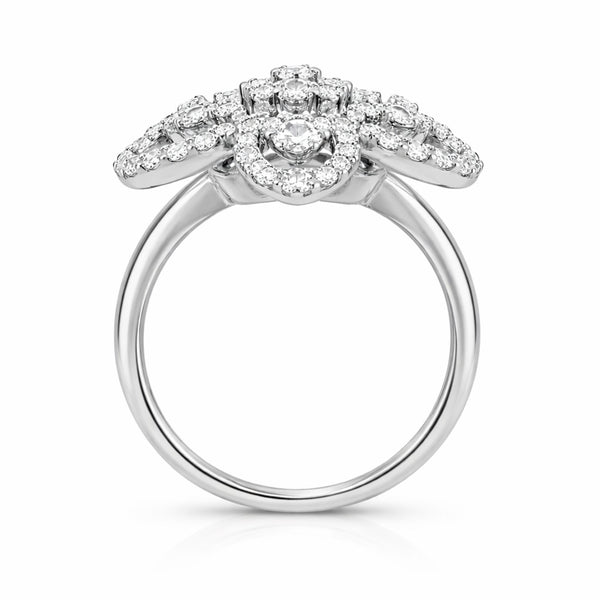 14K White Gold Flower Diamond Ring - LA DIAMOND