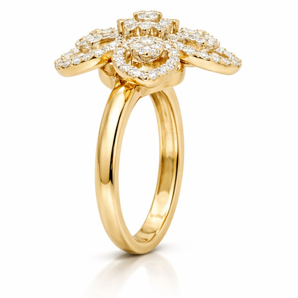 14K White Gold Flower Diamond Ring - LA DIAMOND