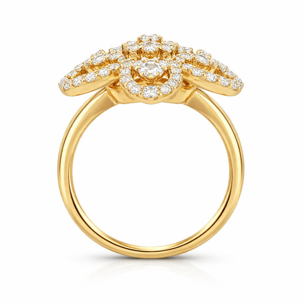 14K White Gold Flower Diamond Ring - LA DIAMOND