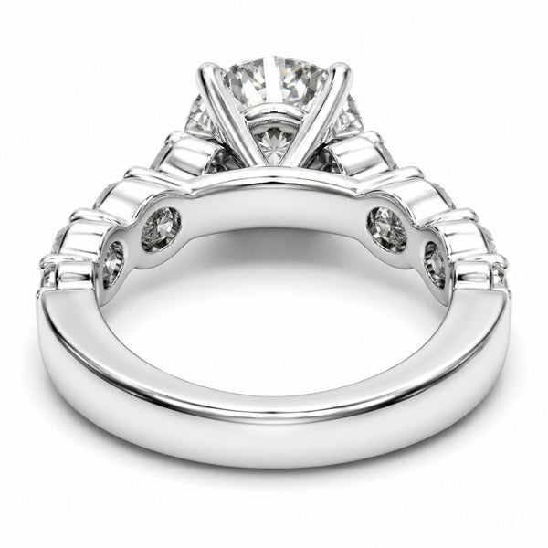 14K White Gold Round Diamond Engagement Ring - LA DIAMOND
