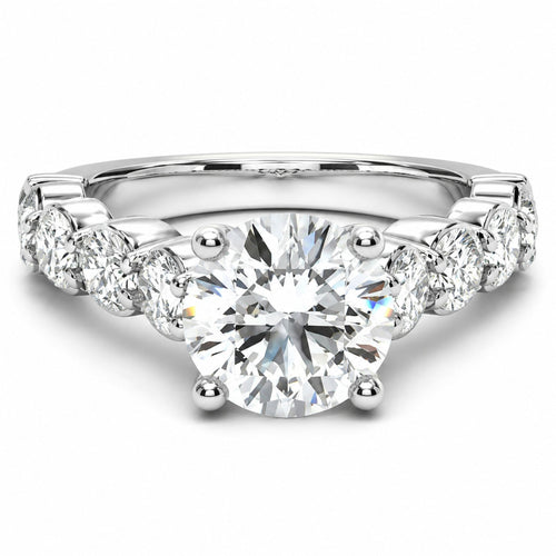 14K White Gold Round Diamond Engagement Ring - LA DIAMOND