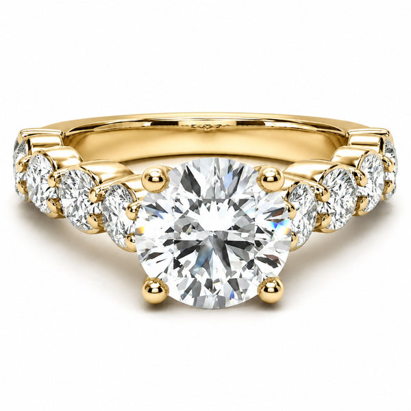 14K White Gold Round Diamond Engagement Ring - LA DIAMOND