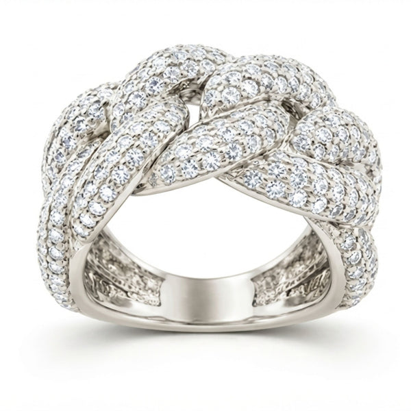 14K Yellow Gold Round Diamond Cuban Ring (3.00 ct) - LA DIAMOND