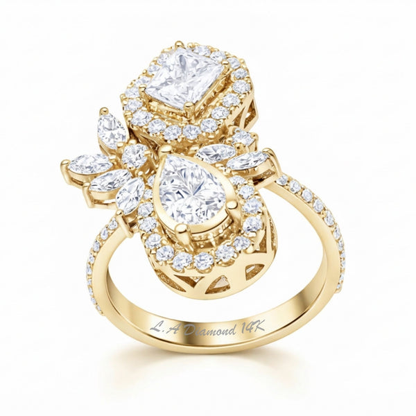 14K White Gold Diamond Ring (3.31 ct) - LA DIAMOND
