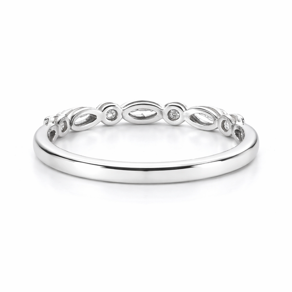 14K White Gold Marquise & Round Diamond Ring (0.83 ct) - LA DIAMOND