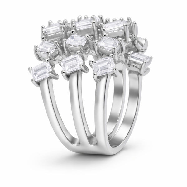 14K White Gold Baguette Diamond Cluster Ring (2.80 ct) - LA DIAMOND