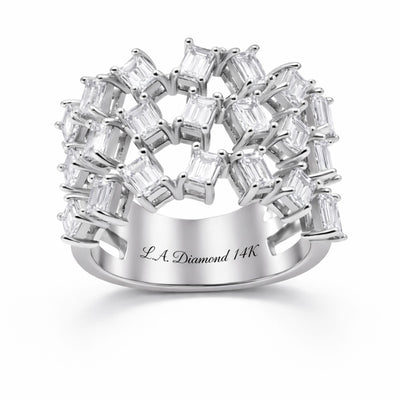 14K White Gold Baguette Diamond Cluster Ring (2.80 ct)