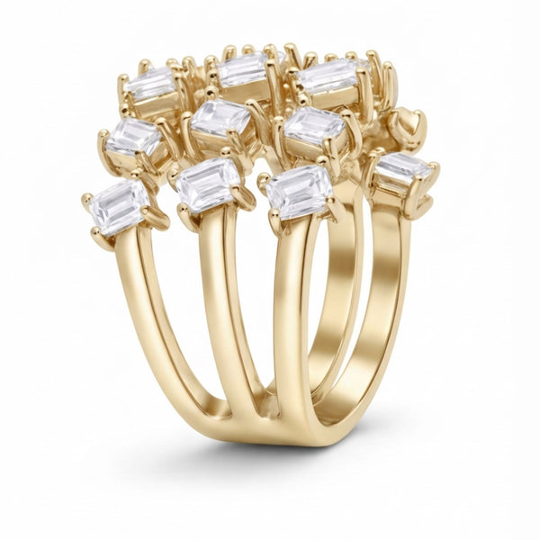 14K White Gold Baguette Diamond Cluster Ring (2.80 ct) - LA DIAMOND
