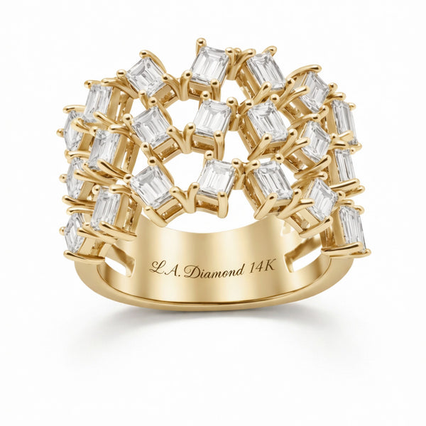 14K White Gold Baguette Diamond Cluster Ring (2.80 ct) - LA DIAMOND