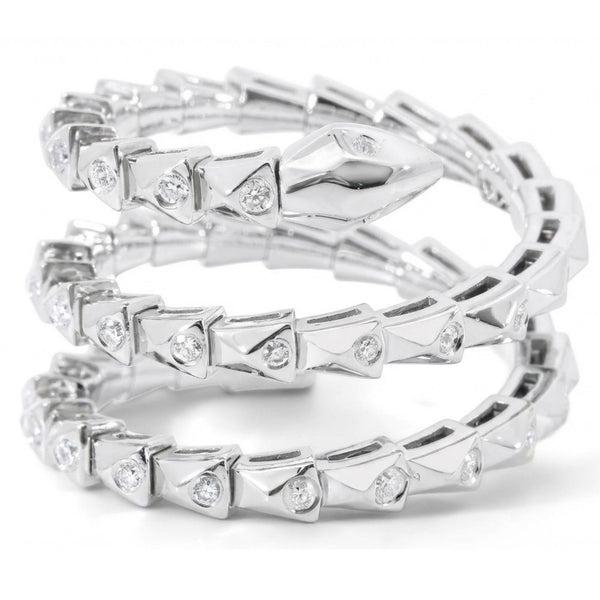 18K White Gold Diamond Snake Ring (0.50 ctw) - LA DIAMOND