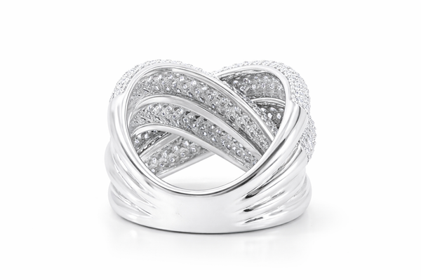 18K White Gold Double Infinity Loop Diamond Statement Ring (4.25 ct) - LA DIAMOND