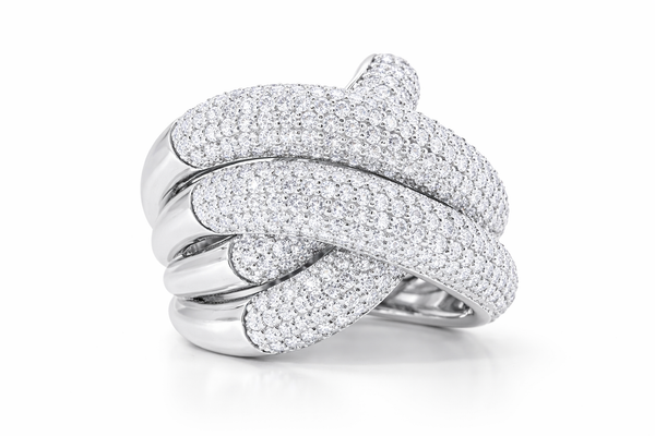 18K White Gold Double Infinity Loop Diamond Statement Ring (4.25 ct) - LA DIAMOND