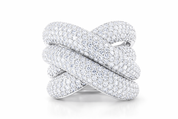 18K White Gold Double Infinity Loop Diamond Statement Ring (4.25 ct) - LA DIAMOND