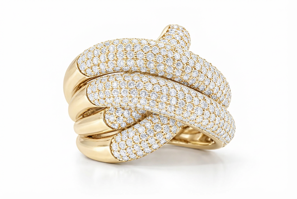 18K White Gold Double Infinity Loop Diamond Statement Ring (4.25 ct) - LA DIAMOND