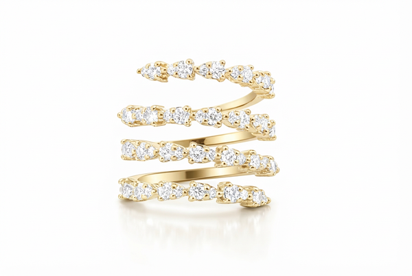 18K Gold Round Diamond Wrap Statement Ring (1.35 ct) - LA DIAMOND