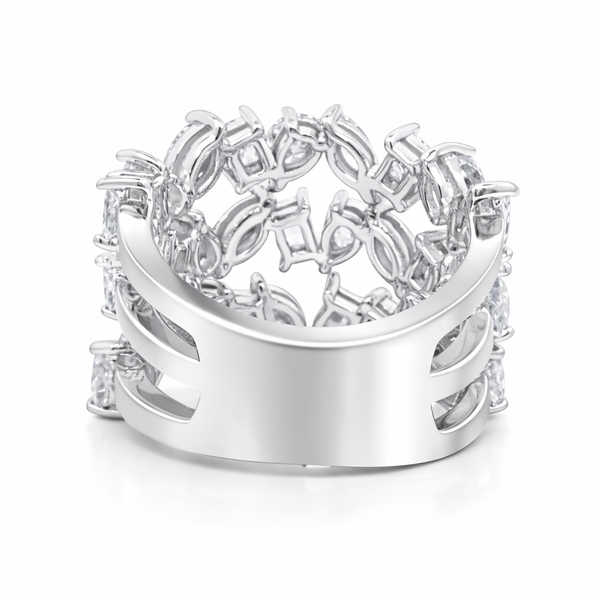 18K White Gold Multi-Cut Cluster Diamond Ring (3.93 ct) - LA DIAMOND