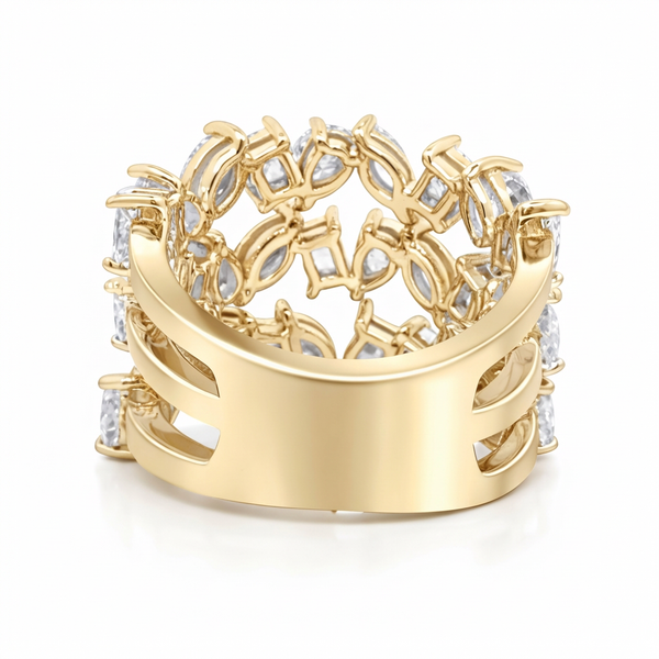 18K White Gold Multi-Cut Cluster Diamond Ring (3.93 ct) - LA DIAMOND