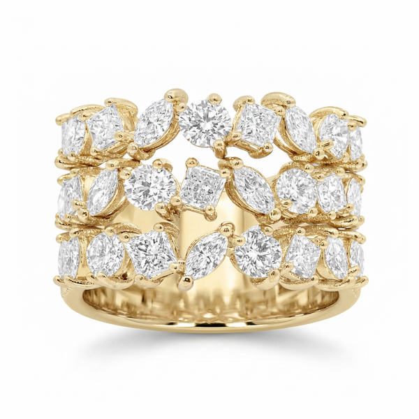 18K White Gold Multi-Cut Cluster Diamond Ring (3.93 ct) - LA DIAMOND
