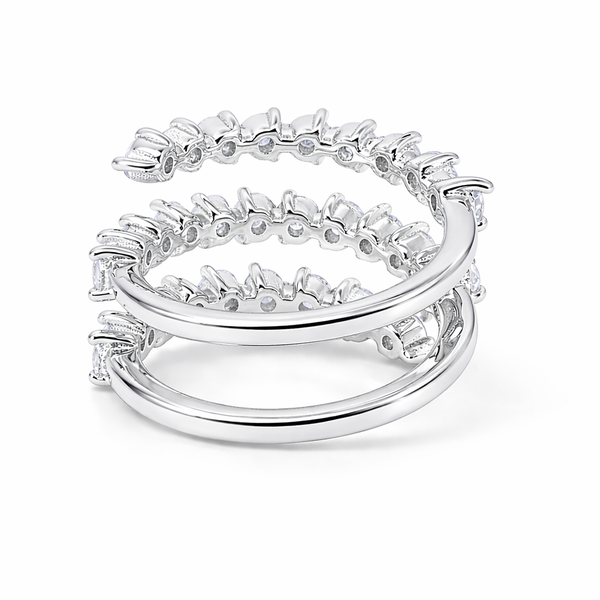 18K White Gold Triple Row Wrap-Around Natural Diamond Ring (2.00 ct T.W.) - LA DIAMOND