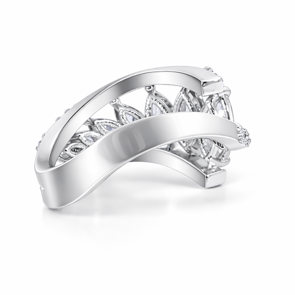 18K White Gold Round & Marquise Diamond Ring (1.77 ct) - LA DIAMOND