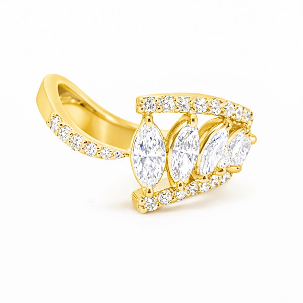 18K White Gold Round & Marquise Diamond Ring (1.77 ct) - LA DIAMOND