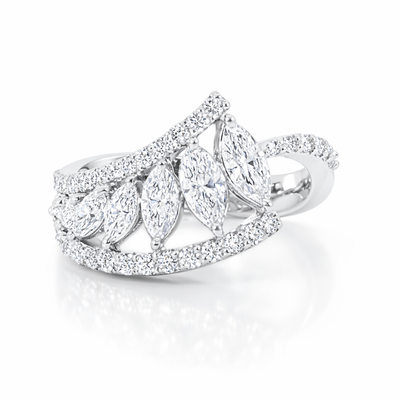 18K White Gold Round & Marquise Diamond Ring (1.77 ct)
