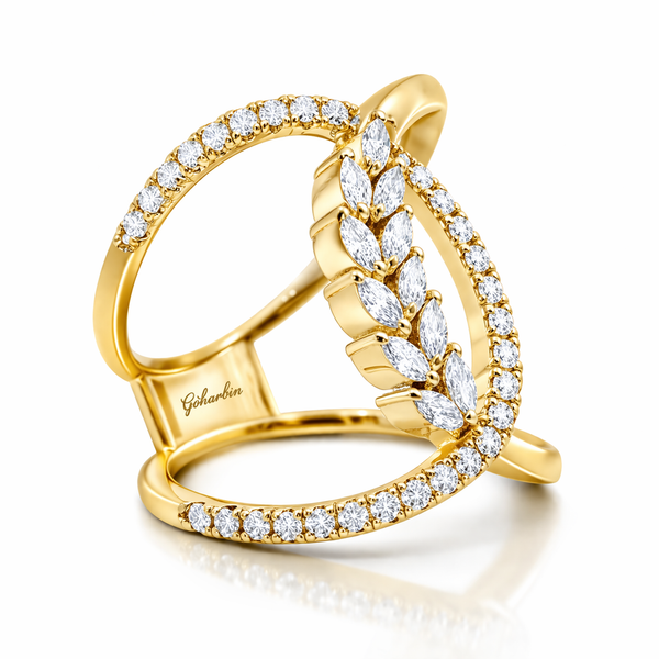 14K White Gold Marquise Diamond Sweep Fashion Ring (1.50 ct) - LA DIAMOND