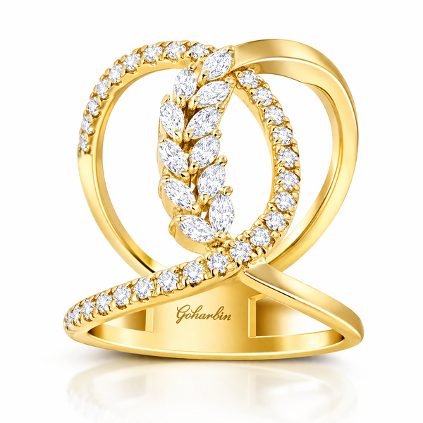 14K White Gold Marquise Diamond Sweep Fashion Ring (1.50 ct) - LA DIAMOND