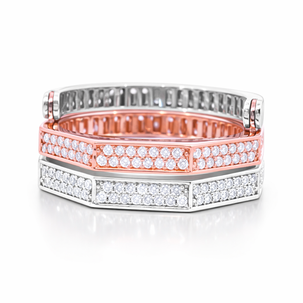 14K Two-Tone Gold Round Brilliant Diamond Reversible Ring (1 ct) - LA DIAMOND