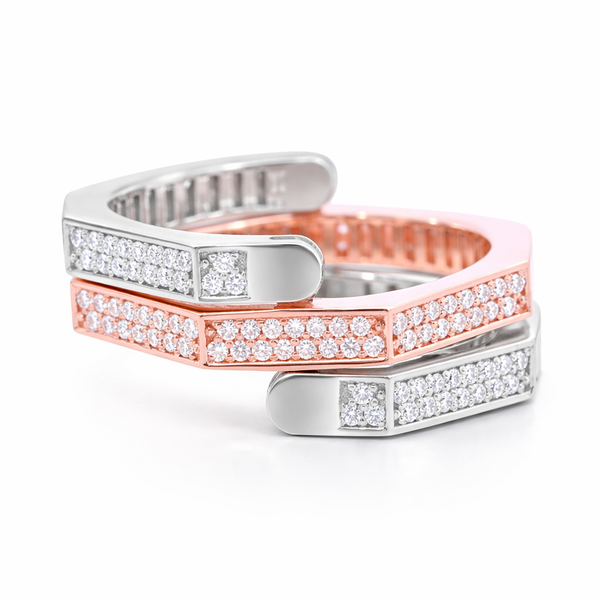 14K Two-Tone Gold Round Brilliant Diamond Reversible Ring (1 ct) - LA DIAMOND