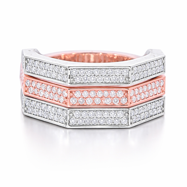 14K Two-Tone Gold Round Brilliant Diamond Reversible Ring (1 ct) - LA DIAMOND
