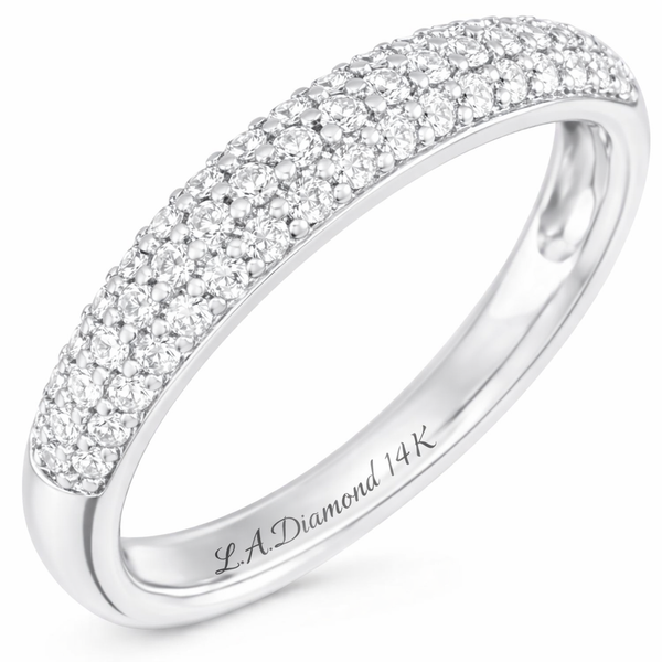 14K Gold Triple-Row Pavé Diamond Wedding Band (Yellow or White) - LA DIAMOND