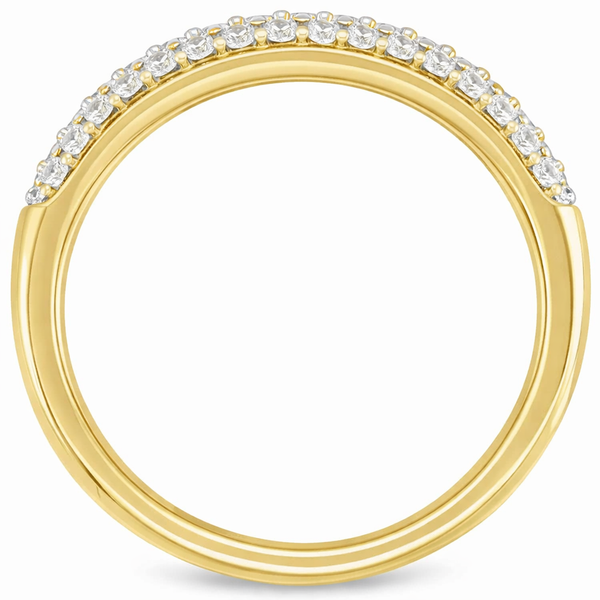 14K Gold Triple-Row Pavé Diamond Wedding Band (Yellow or White) - LA DIAMOND