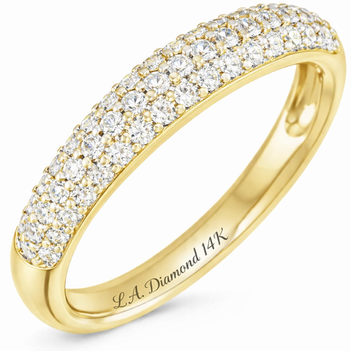 14K Gold Triple-Row Pavé Diamond Wedding Band (Yellow or White) - LA DIAMOND
