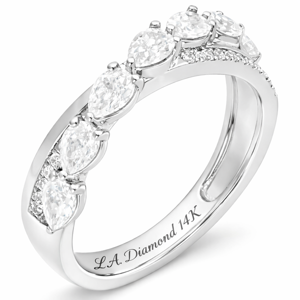 14K Gold Pear-Shape Diamond Wedding Band - LA DIAMOND