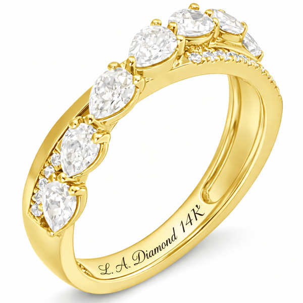 14K Gold Pear-Shape Diamond Wedding Band - LA DIAMOND