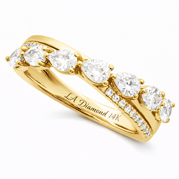 14K Gold Pear-Shape Diamond Wedding Band - LA DIAMOND
