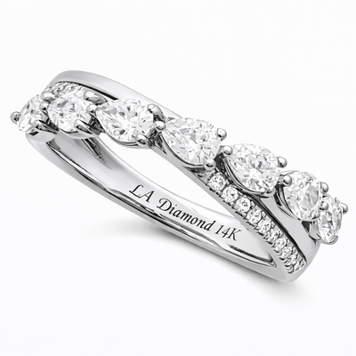 14K Gold Pear-Shape Diamond Wedding Band