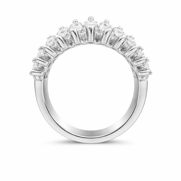14K White Gold Round & Oval Diamond Multi-Layer Wedding Band (3.15 ct)