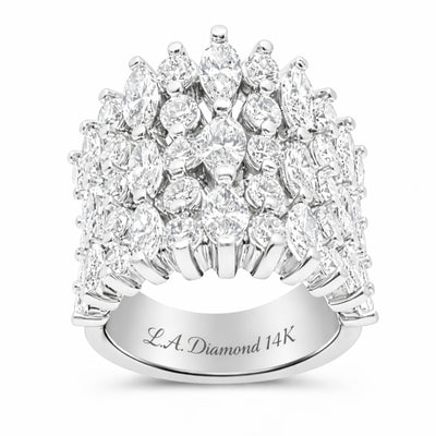 14K White Gold Round & Oval Diamond Multi-Layer Wedding Band (3.15 ct)