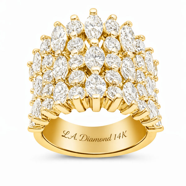 14K White Gold Round & Oval Diamond Multi-Layer Wedding Band (3.15 ct)