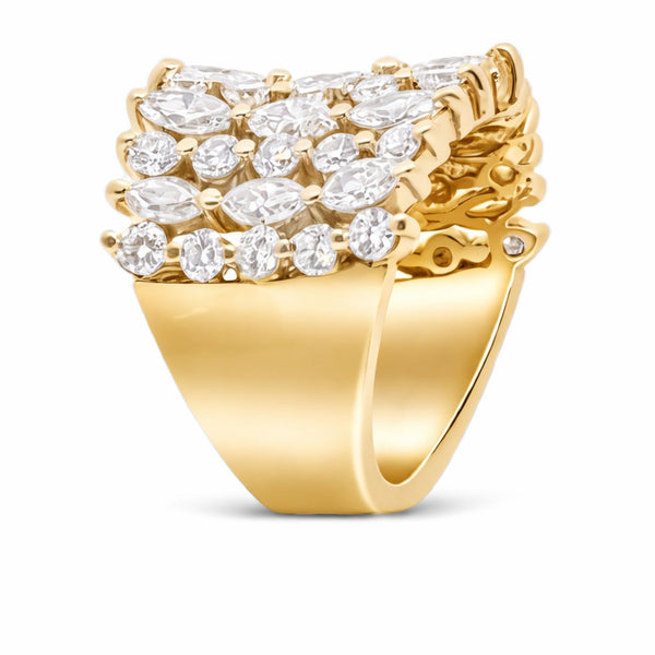 14K White Gold Round & Oval Diamond Multi-Layer Wedding Band (3.15 ct)