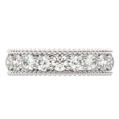 White Gold Diamond  Round Cut Wedding Band - RE125