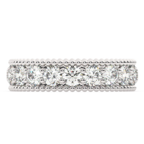 White Gold Diamond  Round Cut Wedding Band - LA DIAMOND