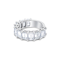 18K White Gold Emerald Cut Diamond Eternity Ring (10.00 ct)