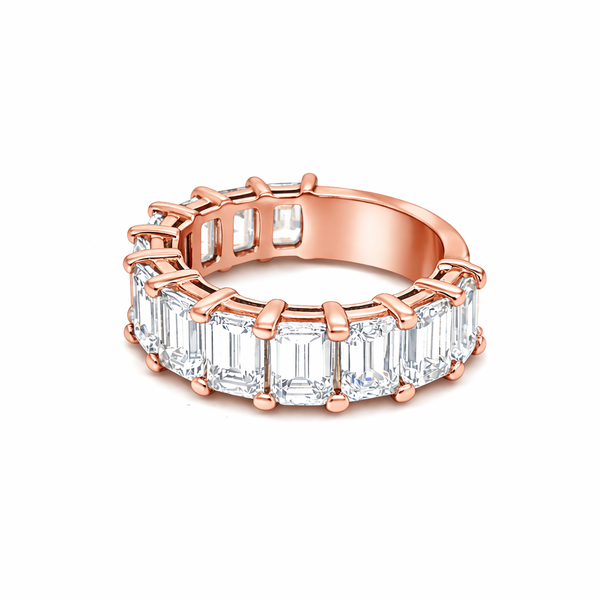 18K White Gold Emerald Cut Diamond Eternity Ring (10.00 ct) - LA DIAMOND