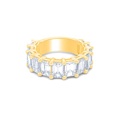 18K White Gold Emerald Cut Diamond Eternity Ring (10.00 ct)