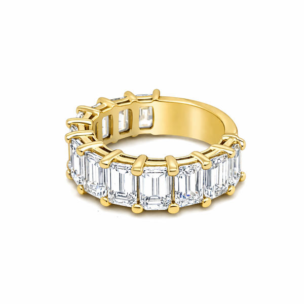 18K White Gold Emerald Cut Diamond Eternity Ring (10.00 ct) - LA DIAMOND